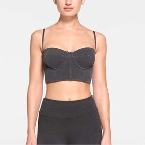 Skims dark grey corset crop top bustier with boning size XXS